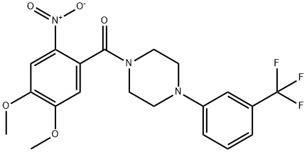 (4,5-dimethoxy-2-nitrophenyl)-[4-[3-(trifluoromethyl)phenyl]piperazin-1-yl]methanone Struktur