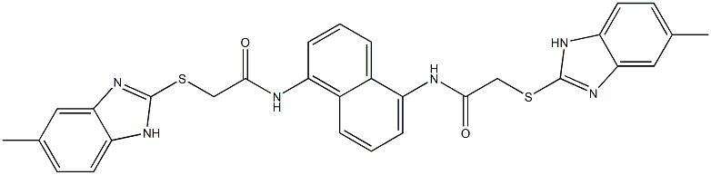 N,N'-naphthalene-1,5-diylbis{2-[(5-methyl-1H-benzimidazol-2-yl)sulfanyl]acetamide} Struktur