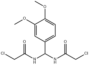 N,N'-[(3,4-dimethoxyphenyl)methanediyl]bis(2-chloroacetamide) Struktur