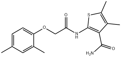 2-[[2-(2,4-dimethylphenoxy)acetyl]amino]-4,5-dimethylthiophene-3-carboxamide Struktur