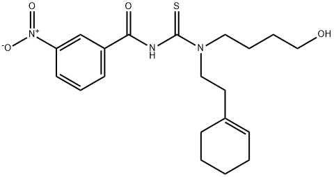 N-{[[2-(1-cyclohexen-1-yl)ethyl](4-hydroxybutyl)amino]carbonothioyl}-3-nitrobenzamide Struktur