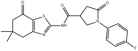 N-(5,5-dimethyl-7-oxo-4,6-dihydro-1,3-benzothiazol-2-yl)-1-(4-fluorophenyl)-5-oxopyrrolidine-3-carboxamide Struktur