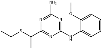 6-(1-Ethylsulfanyl-ethyl)-N-(2-methoxy-phenyl)-[1,3,5]triazine-2,4-diamine Struktur