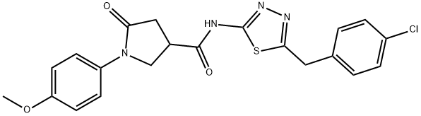 N-[5-[(4-chlorophenyl)methyl]-1,3,4-thiadiazol-2-yl]-1-(4-methoxyphenyl)-5-oxopyrrolidine-3-carboxamide Struktur