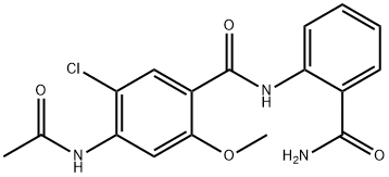 4-acetamido-N-(2-carbamoylphenyl)-5-chloro-2-methoxybenzamide Struktur