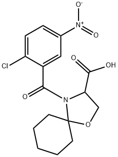 4-(2-chloro-5-nitrobenzoyl)-1-oxa-4-azaspiro[4.5]decane-3-carboxylic acid Struktur