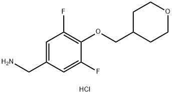 [3,5-Difluoro-4-(oxan-4-ylmethoxy)phenyl]methanamine hydrochloride Struktur