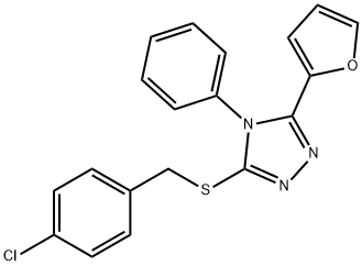 3-[(4-chlorophenyl)methylsulfanyl]-5-(furan-2-yl)-4-phenyl-1,2,4-triazole Struktur