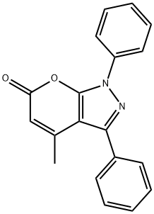 Pyrano[2,3-c]pyrazol-6(1H)-one,4-methyl-1,3-diphenyl- Struktur