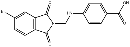 4-{[(5-bromo-1,3-dioxo-1,3-dihydro-2H-isoindol-2-yl)methyl]amino}benzoic acid Struktur