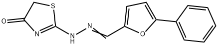 2-[(2E)-2-[(5-phenylfuran-2-yl)methylidene]hydrazinyl]-1,3-thiazol-4-one Struktur