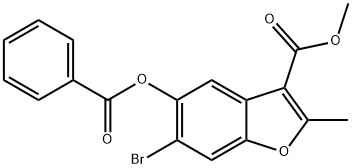 methyl 5-(benzoyloxy)-6-bromo-2-methylbenzofuran-3-carboxylate Struktur