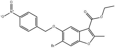 ethyl 6-bromo-2-methyl-5-((4-nitrobenzyl)oxy)benzofuran-3-carboxylate Struktur