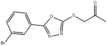 1-[5-(3-Bromo-phenyl)-[1,3,4]oxadiazol-2-ylsulfanyl]-propan-2-one Struktur