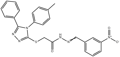 2-[[4-(4-methylphenyl)-5-phenyl-1,2,4-triazol-3-yl]sulfanyl]-N-[(E)-(3-nitrophenyl)methylideneamino]acetamide Struktur