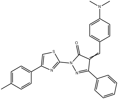 4-[4-(dimethylamino)benzylidene]-2-[4-(4-methylphenyl)-1,3-thiazol-2-yl]-5-phenyl-2,4-dihydro-3H-pyrazol-3-one Struktur