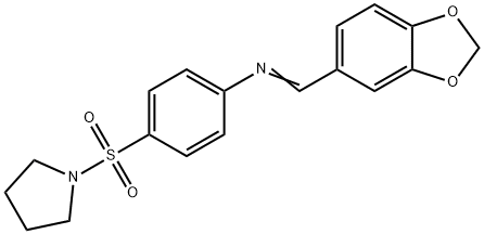 N-(1,3-benzodioxol-5-ylmethylene)-4-(1-pyrrolidinylsulfonyl)aniline Struktur