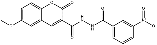 6-methoxy-N-(3-nitrobenzoyl)-2-oxo-2H-chromene-3-carbohydrazide Struktur