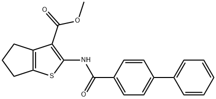 methyl 2-[(4-biphenylylcarbonyl)amino]-5,6-dihydro-4H-cyclopenta[b]thiophene-3-carboxylate Struktur