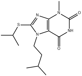 7-isopentyl-8-(isopropylthio)-3-methyl-3,7-dihydro-1H-purine-2,6-dione Struktur