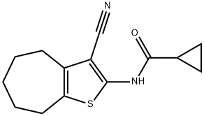 N-(3-cyano-5,6,7,8-tetrahydro-4H-cyclohepta[b]thiophen-2-yl)cyclopropanecarboxamide Struktur