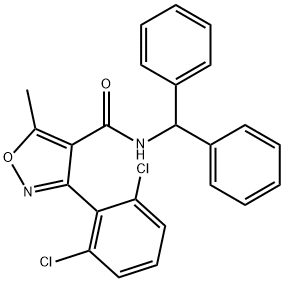 N-benzhydryl-3-(2,6-dichlorophenyl)-5-methyl-1,2-oxazole-4-carboxamide Struktur