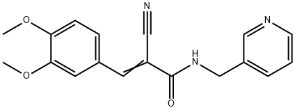 (Z)-2-cyano-3-(3,4-dimethoxyphenyl)-N-(pyridin-3-ylmethyl)prop-2-enamide Struktur