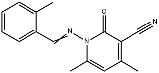 4,6-dimethyl-1-[(2-methylbenzylidene)amino]-2-oxo-1,2-dihydro-3-pyridinecarbonitrile Struktur