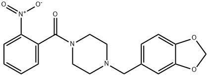 [4-(1,3-benzodioxol-5-ylmethyl)piperazin-1-yl]-(2-nitrophenyl)methanone Struktur