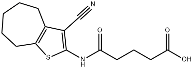 5-[(3-cyano-5,6,7,8-tetrahydro-4H-cyclohepta[b]thien-2-yl)amino]-5-oxopentanoic acid Struktur