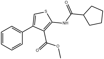 methyl 2-[(cyclopentylcarbonyl)amino]-4-phenyl-3-thiophenecarboxylate Struktur