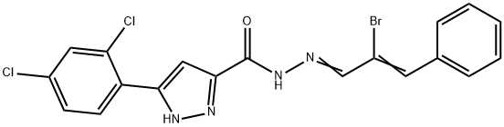 N'-[(1E,2Z)-2-bromo-3-phenylprop-2-en-1-ylidene]-3-(2,4-dichlorophenyl)-1H-pyrazole-5-carbohydrazide Struktur