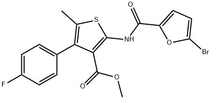 methyl 2-[(5-bromo-2-furoyl)amino]-4-(4-fluorophenyl)-5-methyl-3-thiophenecarboxylate Struktur