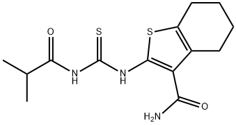 2-{[(isobutyrylamino)carbonothioyl]amino}-4,5,6,7-tetrahydro-1-benzothiophene-3-carboxamide Struktur