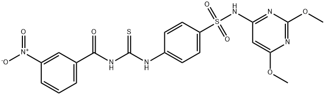 N-{[(4-{[(2,6-dimethoxy-4-pyrimidinyl)amino]sulfonyl}phenyl)amino]carbonothioyl}-3-nitrobenzamide Struktur