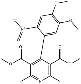 4-(4,5-Dimethoxy-2-nitro-phenyl)-2,6-dimethyl-pyridine-3,5-dicarboxylic acid dimethyl ester Struktur