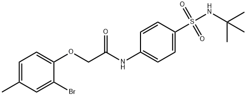 2-(2-bromo-4-methylphenoxy)-N-[4-(tert-butylsulfamoyl)phenyl]acetamide Struktur