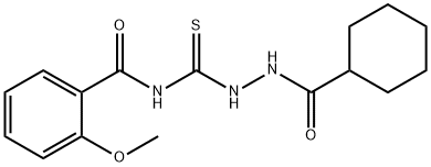 N-[(cyclohexanecarbonylamino)carbamothioyl]-2-methoxybenzamide Struktur