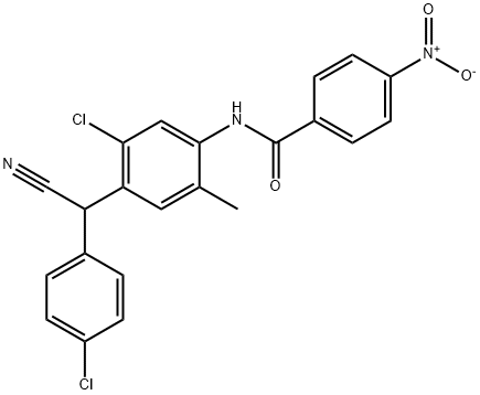 N-{5-chloro-4-[(4-chlorophenyl)(cyano)methyl]-2-methylphenyl}-4-nitrobenzamide Struktur