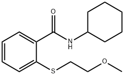 N-cyclohexyl-2-(2-methoxyethylsulfanyl)benzamide Struktur