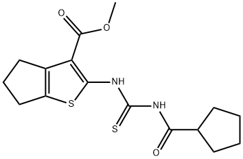 methyl 2-({[(cyclopentylcarbonyl)amino]carbonothioyl}amino)-5,6-dihydro-4H-cyclopenta[b]thiophene-3-carboxylate Struktur