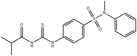 2-methyl-N-[[4-[methyl(phenyl)sulfamoyl]phenyl]carbamothioyl]propanamide Struktur