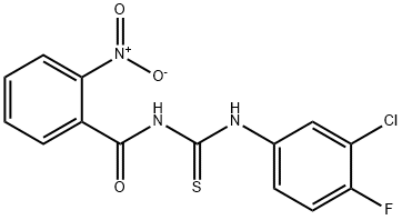 N-{[(3-chloro-4-fluorophenyl)amino]carbonothioyl}-2-nitrobenzamide Struktur