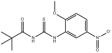 N-[(2-methoxy-5-nitrophenyl)carbamothioyl]-2,2-dimethylpropanamide Struktur