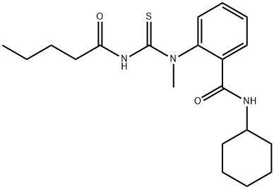 N-cyclohexyl-2-[methyl(pentanoylcarbamothioyl)amino]benzamide Struktur