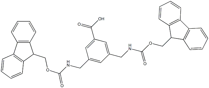 Benzoic acid, 3,5-bis[[[(9H-fluoren-9-ylmethoxy)carbonyl]amino]methyl]- Struktur