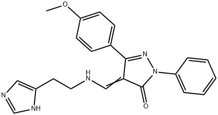 (4Z)-4-({[2-(1H-imidazol-4-yl)ethyl]amino}methylidene)-5-(4-methoxyphenyl)-2-phenyl-2,4-dihydro-3H-pyrazol-3-one Struktur