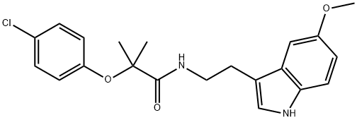 2-(4-chlorophenoxy)-N-[2-(5-methoxy-1H-indol-3-yl)ethyl]-2-methylpropanamide Struktur