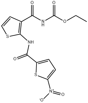 ethyl (2-(5-nitrothiophene-2-carboxamido)thiophene-3-carbonyl)carbamate Struktur