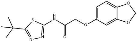 2-(1,3-benzodioxol-5-yloxy)-N-(5-tert-butyl-1,3,4-thiadiazol-2-yl)acetamide Struktur